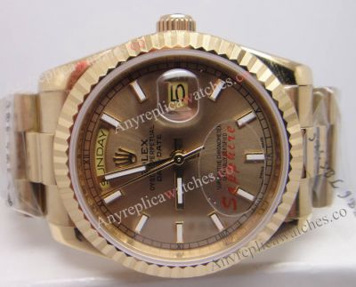 1:1 Copy Rolex Day-Date Full Yellow Gold Mens Watch - High Quality